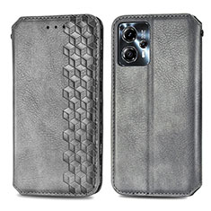 Leather Case Stands Flip Cover Holder S01D for Motorola Moto G23 Gray