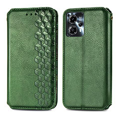 Leather Case Stands Flip Cover Holder S01D for Motorola Moto G23 Green