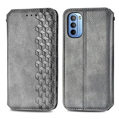 Leather Case Stands Flip Cover Holder S01D for Motorola Moto G41 Gray