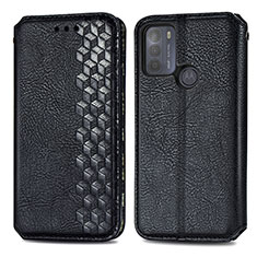 Leather Case Stands Flip Cover Holder S01D for Motorola Moto G50 Black