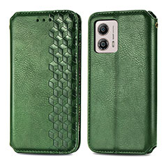 Leather Case Stands Flip Cover Holder S01D for Motorola Moto G53y 5G Green