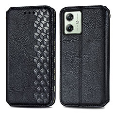 Leather Case Stands Flip Cover Holder S01D for Motorola Moto G54 5G Black