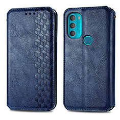 Leather Case Stands Flip Cover Holder S01D for Motorola Moto G71 5G Blue