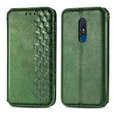 Leather Case Stands Flip Cover Holder S01D for Nokia C3 Green