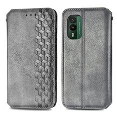 Leather Case Stands Flip Cover Holder S01D for Nokia XR21 Gray