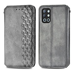 Leather Case Stands Flip Cover Holder S01D for OnePlus 9R 5G Gray