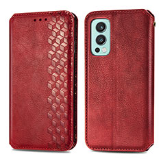 Leather Case Stands Flip Cover Holder S01D for OnePlus Nord 2 5G Red