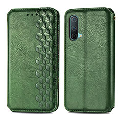 Leather Case Stands Flip Cover Holder S01D for OnePlus Nord CE 5G Green