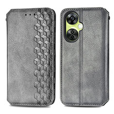 Leather Case Stands Flip Cover Holder S01D for OnePlus Nord N30 5G Gray