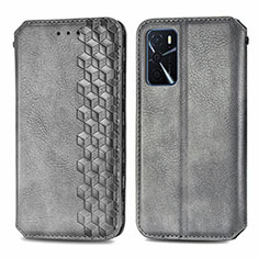 Leather Case Stands Flip Cover Holder S01D for Oppo A16s Gray