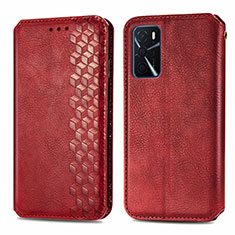Leather Case Stands Flip Cover Holder S01D for Oppo A16s Red