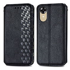 Leather Case Stands Flip Cover Holder S01D for Oppo A17K Black