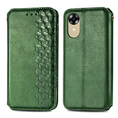 Leather Case Stands Flip Cover Holder S01D for Oppo A17K Green