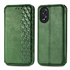 Leather Case Stands Flip Cover Holder S01D for Oppo A18 Green