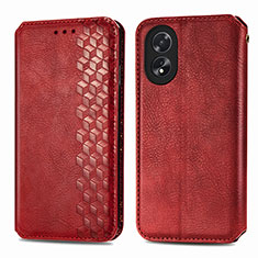 Leather Case Stands Flip Cover Holder S01D for Oppo A18 Red