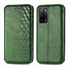 Leather Case Stands Flip Cover Holder S01D for Oppo A53s 5G Green