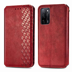 Leather Case Stands Flip Cover Holder S01D for Oppo A55 5G Red