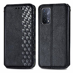 Leather Case Stands Flip Cover Holder S01D for Oppo A74 5G Black