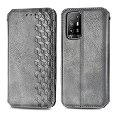 Leather Case Stands Flip Cover Holder S01D for Oppo A94 5G Gray