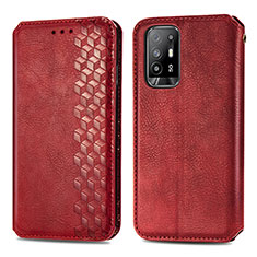 Leather Case Stands Flip Cover Holder S01D for Oppo A94 5G Red