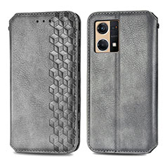 Leather Case Stands Flip Cover Holder S01D for Oppo F21 Pro 4G Gray