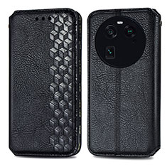 Leather Case Stands Flip Cover Holder S01D for Oppo Find X6 5G Black