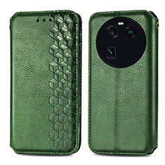 Leather Case Stands Flip Cover Holder S01D for Oppo Find X6 5G Green