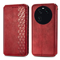 Leather Case Stands Flip Cover Holder S01D for Oppo Find X6 5G Red