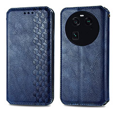 Leather Case Stands Flip Cover Holder S01D for Oppo Find X6 Pro 5G Blue