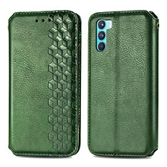 Leather Case Stands Flip Cover Holder S01D for Oppo K9 Pro 5G Green