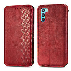 Leather Case Stands Flip Cover Holder S01D for Oppo K9 Pro 5G Red