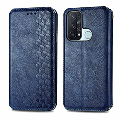 Leather Case Stands Flip Cover Holder S01D for Oppo Reno5 A Blue