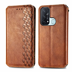Leather Case Stands Flip Cover Holder S01D for Oppo Reno5 A Brown