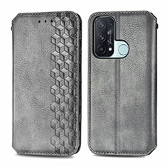Leather Case Stands Flip Cover Holder S01D for Oppo Reno5 A Gray