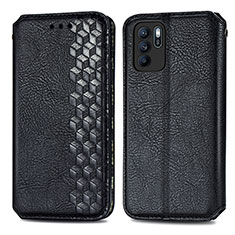 Leather Case Stands Flip Cover Holder S01D for Oppo Reno6 Z 5G Black