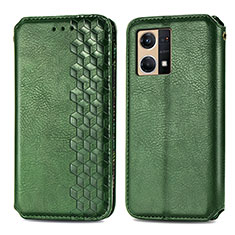 Leather Case Stands Flip Cover Holder S01D for Oppo Reno7 4G Green