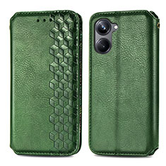 Leather Case Stands Flip Cover Holder S01D for Realme 10 Pro 5G Green