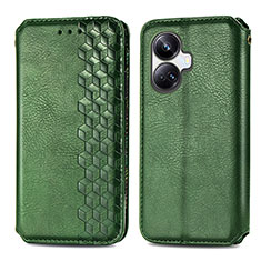 Leather Case Stands Flip Cover Holder S01D for Realme 10 Pro+ Plus 5G Green