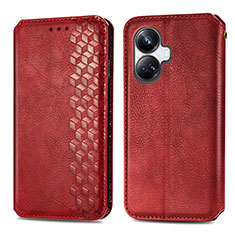 Leather Case Stands Flip Cover Holder S01D for Realme 10 Pro+ Plus 5G Red