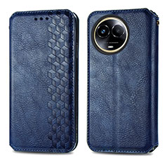 Leather Case Stands Flip Cover Holder S01D for Realme 11 5G Blue