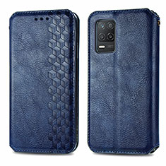 Leather Case Stands Flip Cover Holder S01D for Realme 8 5G Blue