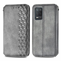 Leather Case Stands Flip Cover Holder S01D for Realme 8 5G Gray