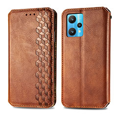 Leather Case Stands Flip Cover Holder S01D for Realme 9 4G Brown