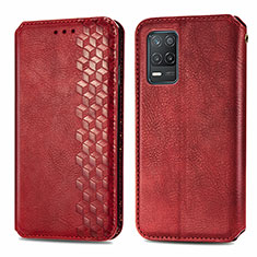 Leather Case Stands Flip Cover Holder S01D for Realme 9 5G India Red