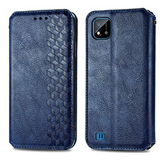 Leather Case Stands Flip Cover Holder S01D for Realme C20 Blue