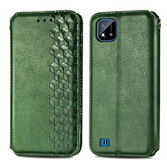 Leather Case Stands Flip Cover Holder S01D for Realme C20A Green