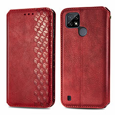 Leather Case Stands Flip Cover Holder S01D for Realme C21 Red