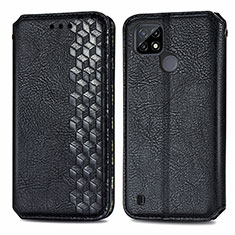 Leather Case Stands Flip Cover Holder S01D for Realme C21Y Black