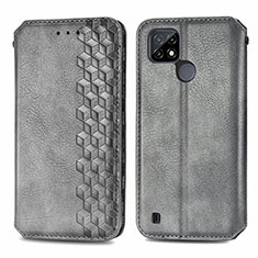 Leather Case Stands Flip Cover Holder S01D for Realme C21Y Gray