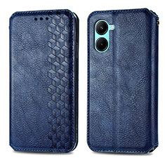 Leather Case Stands Flip Cover Holder S01D for Realme C33 (2023) Blue